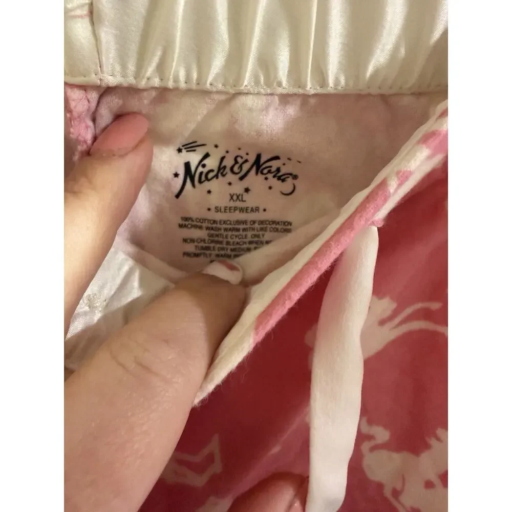 Nick and Nora Pink With Ivory Rodeo Round Up 100% Cotton Flannel Pajama Set 2X - Picture 10 of 12